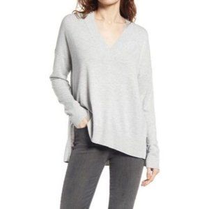 NWT Chelsea 28 Cashmere Heather Gray V-Neck Sweater SZ S
